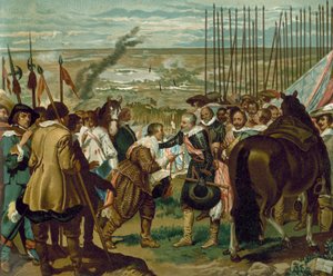 The surrender of Breda, Netherlands, 1625 (chromolitho) by Diego Velázquez